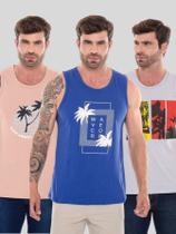 Kit 3 Regatas masculinas estampadas varias cores básica Kit 3 Regatas masculinas estampadas varias cores básica