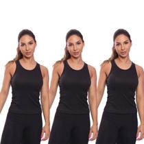 Kit 3 Regatas Nadador Canelada Feminina Lisa Blusa Blusinha Básica Treino Academia