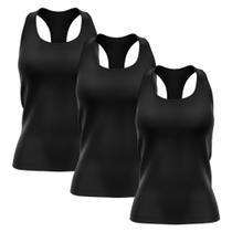 Kit 3 Regatas Nadador Feminina Good Look Dry Fit Proteção Solar UV Fitness Academia Treino Blusinha Confortável