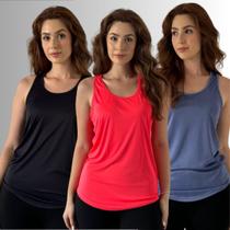 Kit 3 Regatas Nadadora Cavada Uv Dry Academia Fitness Leve