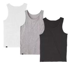 Kit 3 Regatas Slim Fitness Moda Verão Lisa Algodão Premium