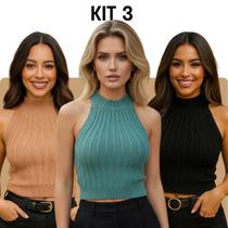 Kit 3 Regatas Tricot Modal Alto Relevo