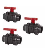 Kit 3 Registros Em Pvc P/ Piscina Com 2 Uniões 50mm