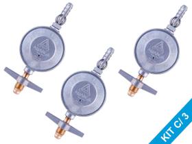 Kit 3 Registros Regulador Válvula Gas Alianca 1kg/h Botijao