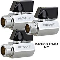 Kit 3 Registros Válvula Esfera Macho X Fêmea 1/2 Passagem Plena