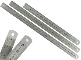 Kit 3 Régua Metal Inoxidável Marcação De Baixo Relevo Uso Escolar Escritório Engenheiro Profissional 40 50 e 60 cm