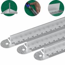 Kit 3 Réguas De Metal Com Proteção Para Dedos 30 60 e 100cm Aço Inoxidável - Customize