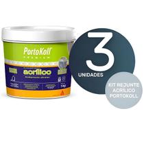 Kit 3 Rejunte Acrilico Portokoll Premium 1KG Corda