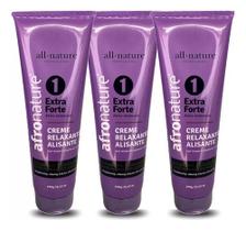 Kit 3 Relaxante Permanente Afro All Nature Extra Forte Nº1