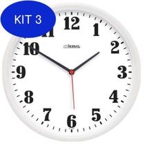 Kit 3 Relógio De Parede Decorativo Branco 26 Cm Herweg 6126-21