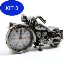 Kit 3 Relógio Despertador De Mesa Moto 21X11Cm
