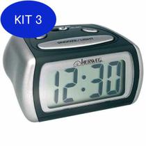 Kit 3 Relógio Despertador Digital Luz Noturna Led ul