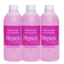 Kit 3 Removedor de Esmalte Solução Sem Acetona 140ml Repos Cosméticos