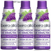Kit 3 Removedor de Esmalte Zero Acetona Aroma De Uva 450ml - Beira Alta Kit 3 Removedor de Esmalte Zero Acetona Aroma De Uva 450ml - Beira Alta