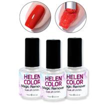 Kit 3 Removedor Esmalte Gel Helen Color Magic Remover Nail Unhas de Gel Nail Designer Unhas Manicure