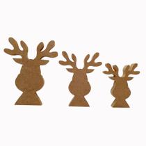 Kit 3 Renas Pequena Média Grande Mdf Cru Decorar Natal
