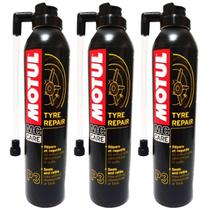 Kit 3 Reparadores Instantâneos Vacina Socorro de Pneu Furado Motul P3 Tyre Repair Kit 3 Reparadores Instantâneos Vacina Socorro de Pneu Furado Motul P3 Tyre Repair