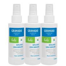 Kit 3 Repelente Bebê Gestante Adulto Granado Peles Sensíveis Longa Duração 110ml Kit 3 Repelente Bebê Gestante Adulto Granado Peles Sensíveis Longa Duração 110ml