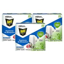 Kit 3 Repelente Elétrico Raid + Refil 45 Noites 25ml