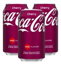 Kit 3 Rerigererantes Importado Coca Cola Cherry Cereja 330ml