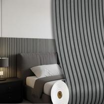 Kit 3 Revestimento Ripado Cinza 3D Autoadesivo Madeira 300x60cm Placa Grande Impermeável Flexível Parede Decorativa