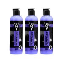Kit 3 Revitalizador de Plástico Automotivo V8 Sanol 240ml