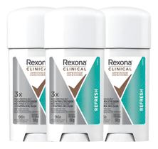 Kit 3 Rexona Clinical Refresh Creme 96h Antitranspirante 58g Kit 3 Rexona Clinical Refresh Creme 96h Antitranspirante 58g