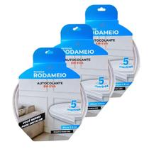 KIT 3 Rodameio Eva Branco Autocolante 3,8cm X 1cm Flexível Decorativo Premium