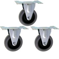 Kit 3 Rodízio Polipropileno Placa Fixa Aparafusar 4 Polegadas - Starfer