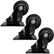 Kit 3 Rodízio PVC Preto 1.5/8" 41mm - Giratório - A09410-G - Ajax Kit 3 Rodízio PVC Preto 1.5/8" 41mm - Giratório - A09410-G - Ajax