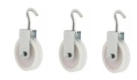 KIT 3 ROLDANA PLASTICA NYLON PARA VARAL 8cm COM GANCHO REFORÇADA