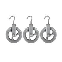 Kit 3 Roldana Polia Poço Ferro Fundido C/ Alça Gancho 10cm