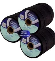 Kit 3 Rolo De Corda Pp Seda Trançada 3mm 277m Resistente Multiuso Amarração