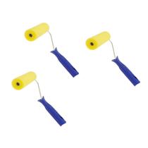 Kit 3 Rolo Pintura Rolinho Espuma Amarela Com Cabo 9Cm Tigre