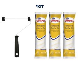 Kit 3 Rolos de Lã Respingo Zero 23cm + 1 Cabo