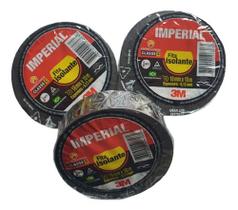 Kit 3 Rolos Fita Isolante 3m Imperial 18mm X 10m Preta