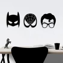 Kit 3 rosto de Super Heróis Dc Apliques Vazados De Parede Mdf Preto Decorativo Casa Sala Quarto Geek Quadrinhos - MongArte Decor