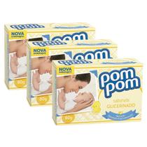 Kit 3 Sabonete Barra Infantil Pom Pom Glicerinado 80g