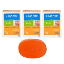 Kit 3 Sabonete Bebe Granado Infantil Glicerina Extrato de Camomila Relaxante Base Vegetal 90g Kit 3 Sabonete Bebe Granado Infantil Glicerina Extrato de Camomila Relaxante Base Vegetal 90g