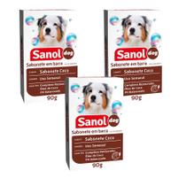 Kit 3 Sabonete em Barra Coco Sanol Dog para Cães e Gatos 90g