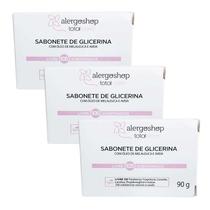 KIT 3 Sabonete em Barra Glicerina Alergoshop 90g Branca