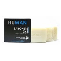 Kit 3 Sabonete em Barra Limpa Hidrata e Nutri Men Homem Manteiga de Kartité 80g Human Kit 3 Sabonete em Barra Limpa Hidrata e Nutri Men Homem Manteiga de Kartité 80g Human
