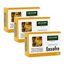 kit 3 Sabonete Enxofre Granado 90g Esfoliante Acne Espinha Cravos Diminui Oleosidade