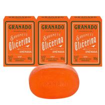 Kit 3 Sabonete Granado Extrato de Amêndoa Doce Glicerina Vegetal Natural em Barra 90g