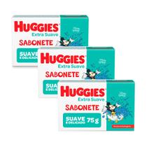 Kit 3 Sabonete Infantil em Barra Huggies Extra Suave 75g Kit 3 Sabonete Infantil em Barra Huggies Extra Suave 75g