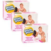 Kit 3 Sabonete Infantil Pom Pom Óleo de Amêndoas 70g
