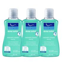 Kit 3 Sabonete Líquido Facial Antioliosidade para Viagem Bolsa DermeControl 60ml