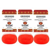 Kit 3 Sabonete Phebo Granado Gengibre Energizante Glicerina Vegetal Natural em Barra 90g