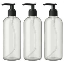 Kit 3 Saboneteira Pump Preta Refil Frasco 1000ml Creme Shampoo Sabão Liquido Sabonete