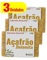 Kit 3 Sabonetes Açafrão Dolomita Rosa Mosqueta Depilador Clareador Glicerinado Artesanal Antolini